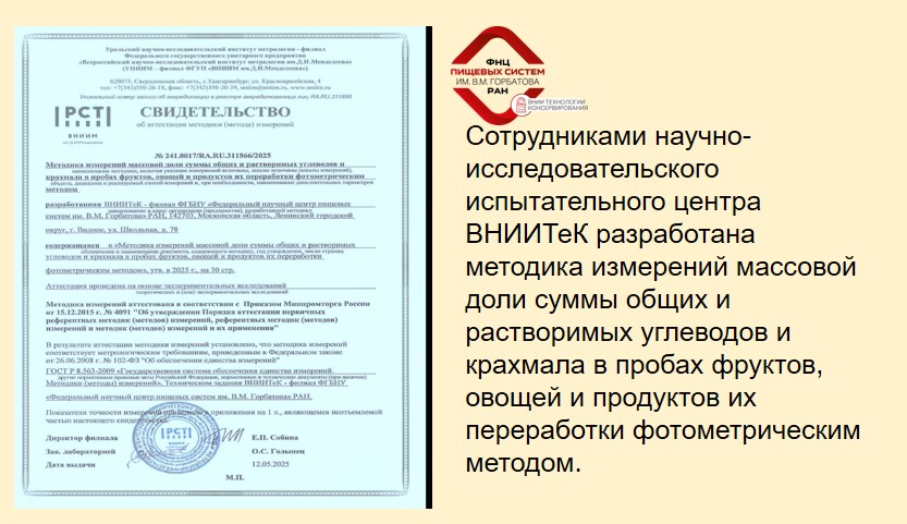Свидетельство об аттестации методики измерений